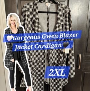 Lularoe Gwen Black Blazer Jacket Cardigan New 2x 2xl Xl Like Laura Caroline Plus